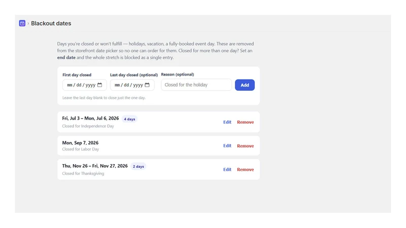 Readyby Pickup Delivery Dates