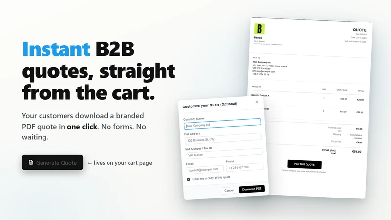 QuoteMyCart: B2B Quote PDF