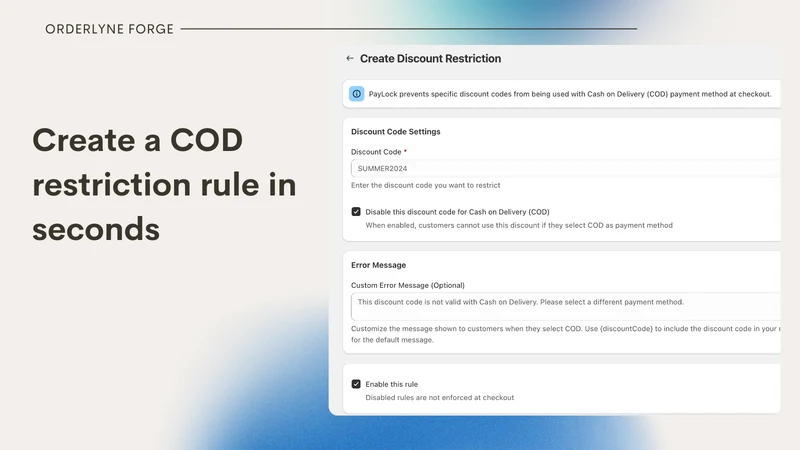 Paylock – COD Discount Control