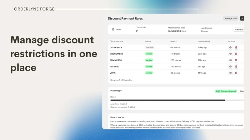 Paylock – COD Discount Control