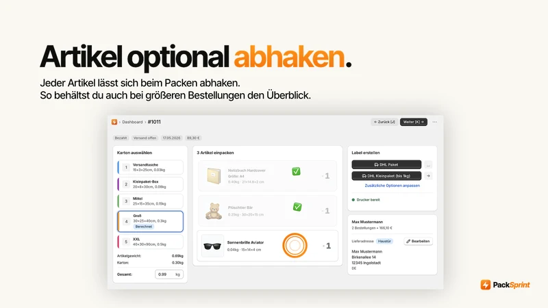 PackSprint ‑ DHL Versand