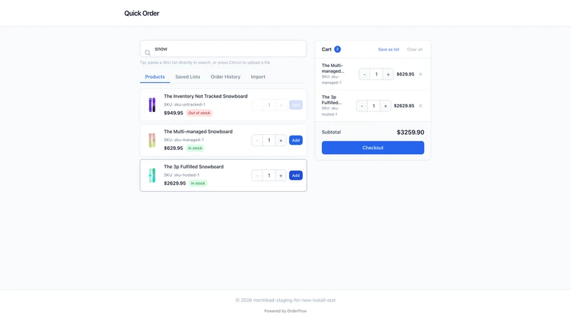 OrderFlow ‑ B2B Quick Order