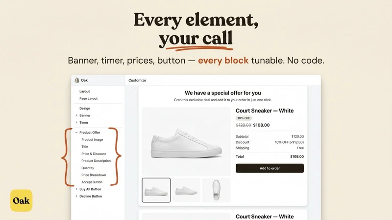 Oak Thank You Page Upsell