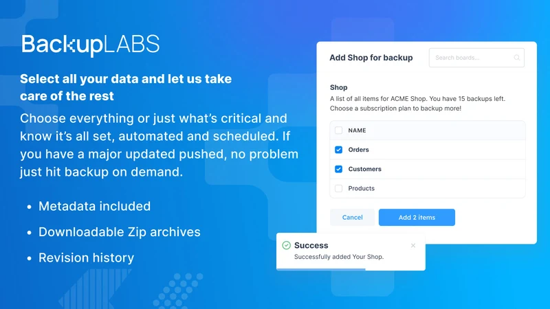 BackupLABS: Backups & Restore