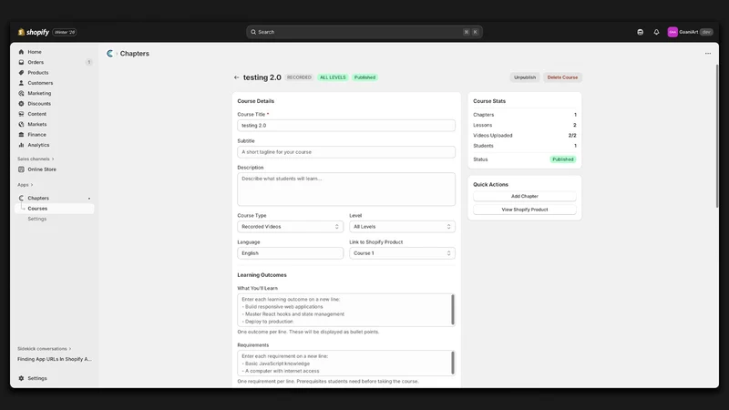 Chapters LMS: Sell Courses