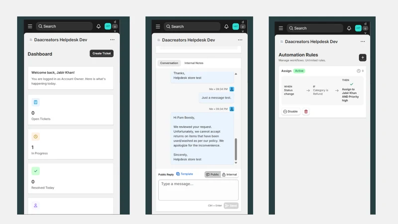 Daacreators Live Chat Helpdesk