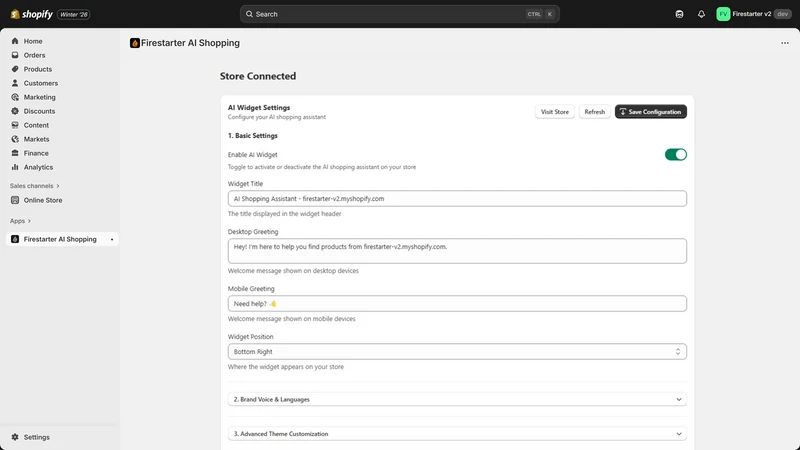 Firestarter AI Shopping Widget