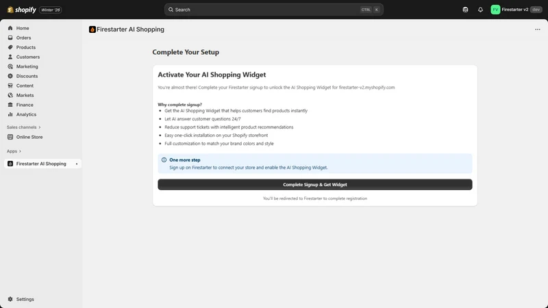 Firestarter AI Shopping Widget