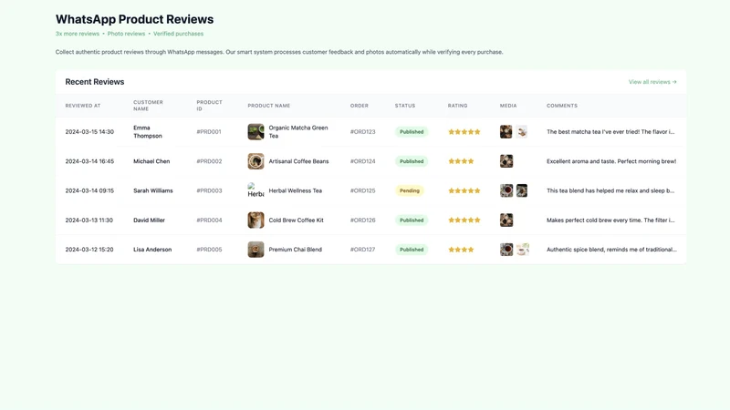 Rewa: WhatsApp Product Reviews