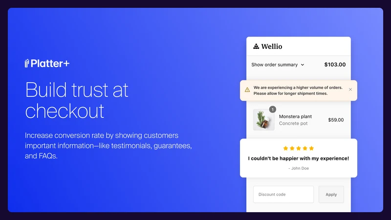 Platter+ Checkout Optimization
