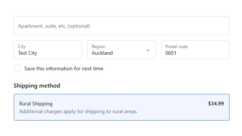 Rural Shipping Rates ‑ RS