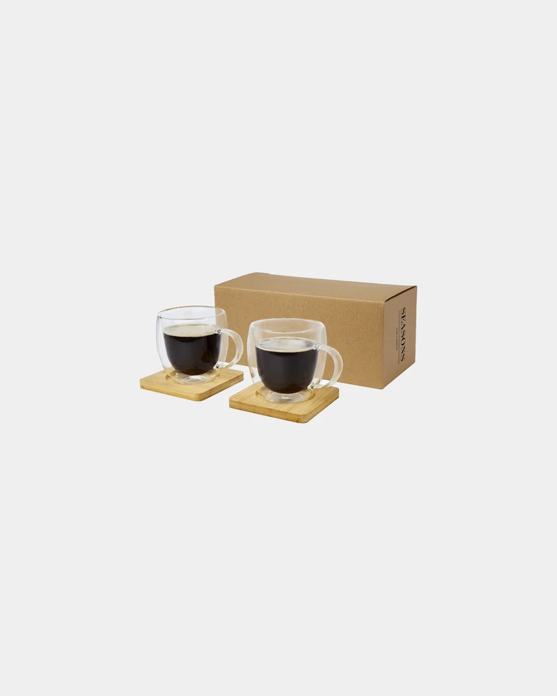 Set 2 vasos térmicos bambú 250ml para personalizar