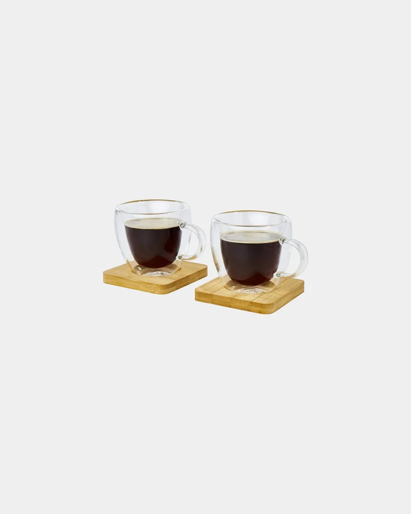 Set 2 vasos dobles pared bambú 100ml para personalizar