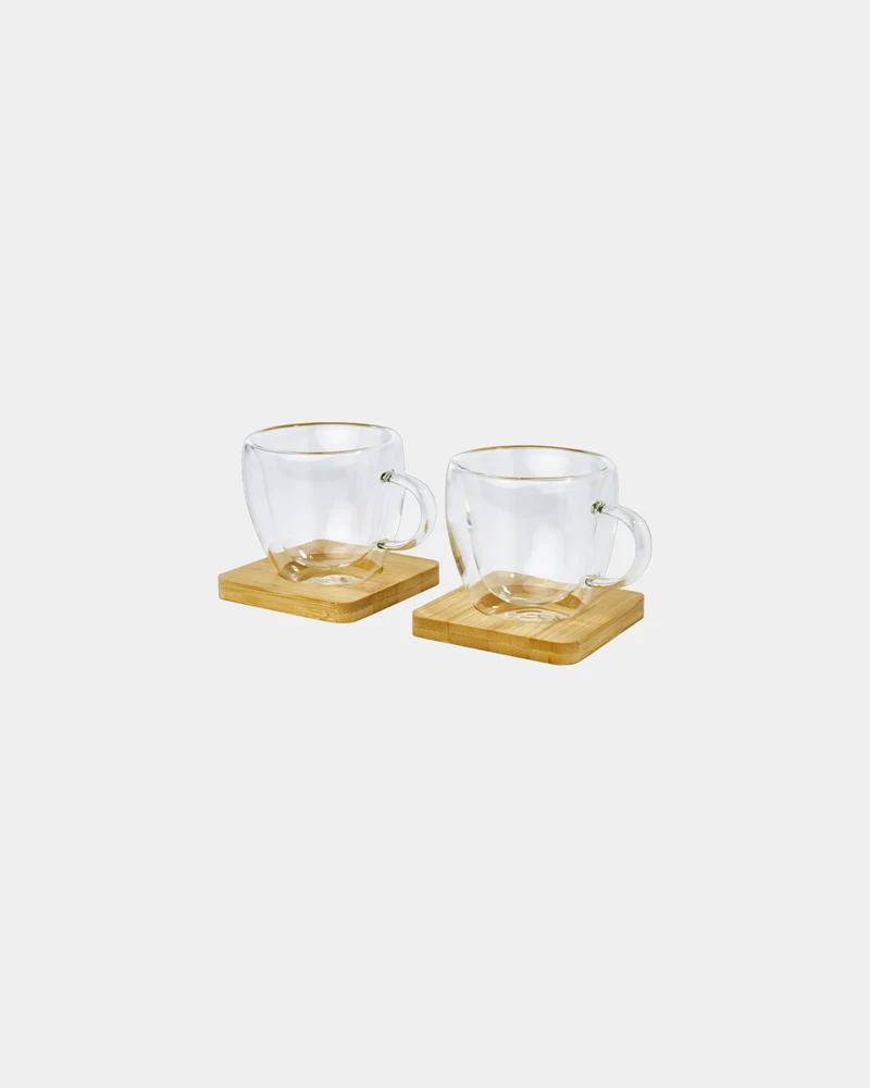 Set 2 vasos dobles pared bambú 100ml para personalizar