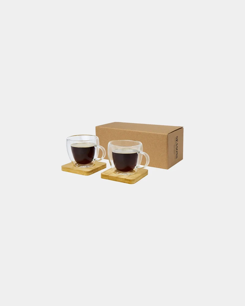 Set 2 vasos dobles pared bambú 100ml para personalizar