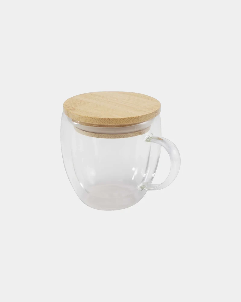 Taza térmica de vidrio 250ml con tapa para personalizar