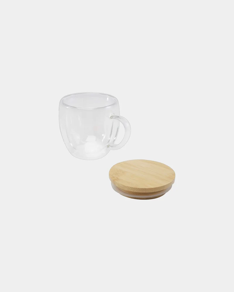 Taza térmica de vidrio 250ml con tapa para personalizar