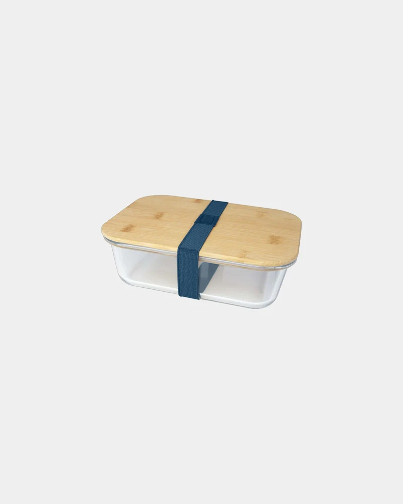 Fiambrera de vidrio con tapa de bambú para personalizar