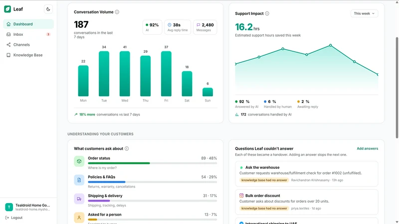 Leaf: AI Customer Support