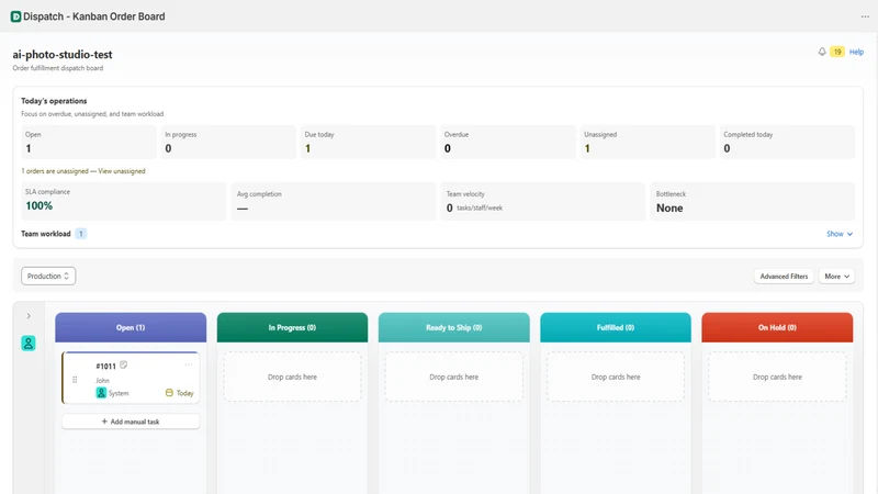 Dispatch ‑ Kanban Order Board