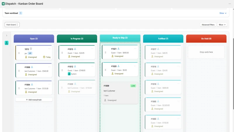 Dispatch ‑ Kanban Order Board