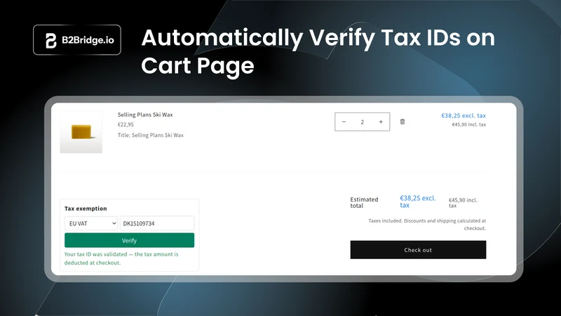 B2Bridge VAT Exempt Dual Price