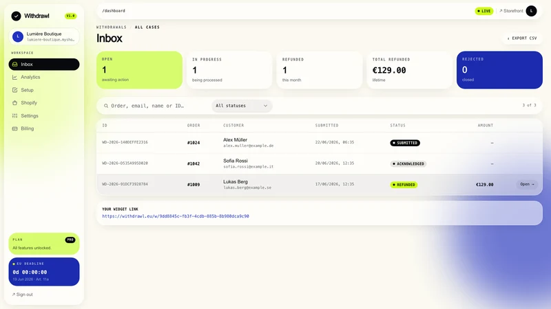 Withdrawl – Withdrawal Button