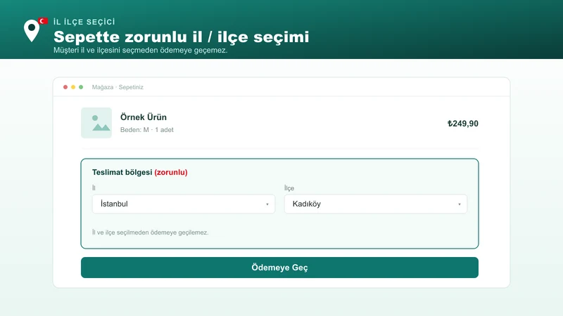 İl İlçe: Kargo Adres Doğrulama