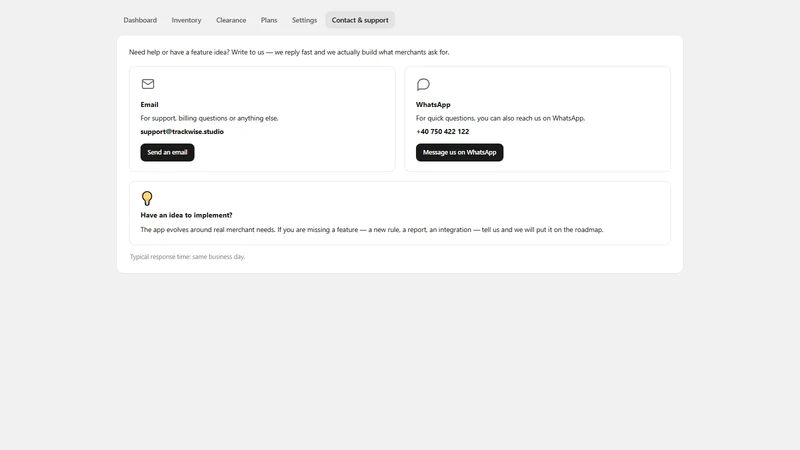 TrackWise Dead Stock Alert