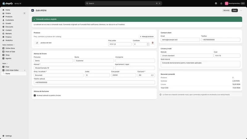 Started COD Order Editor