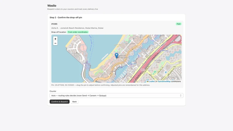 Waslio UAE Courier Integration