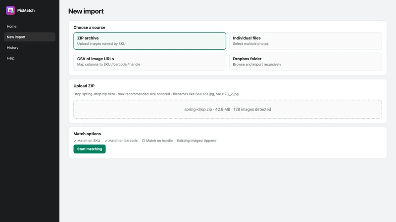 PixMatch ‑ Bulk Photo Import