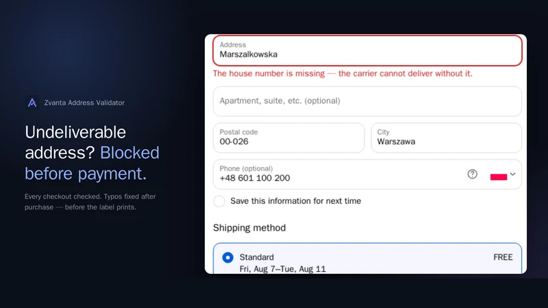 Zvanta Address Validator