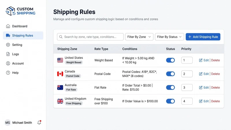 Custom Shipping