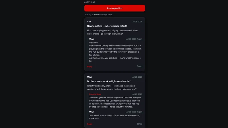 Digital Downloads & Community