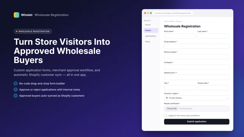 Winslet Wholesale Registration