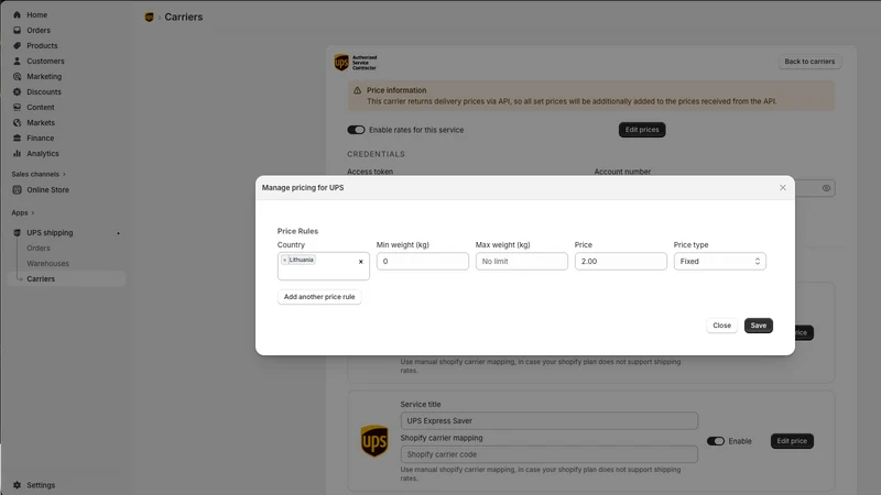 UPS Shipping Lithuania