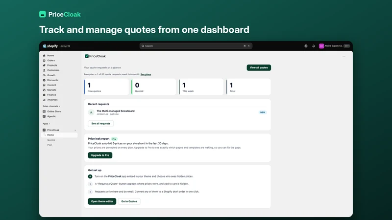 PriceCloak: Hide Price+Quote