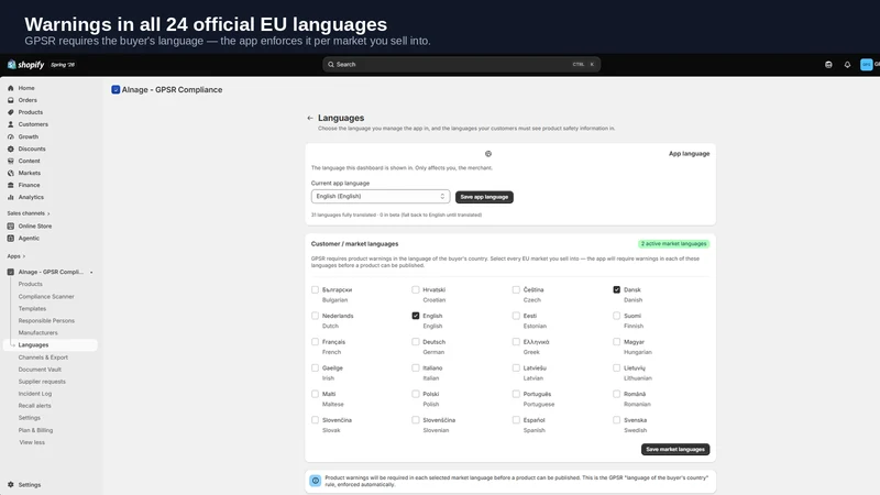 Alnage ‑ GPSR Compliance