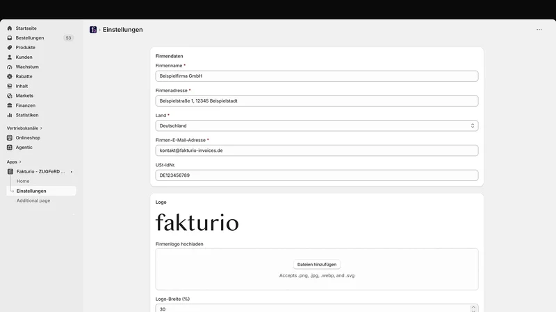 Fakturio ‑ ZUGFeRD E‑Rechnung