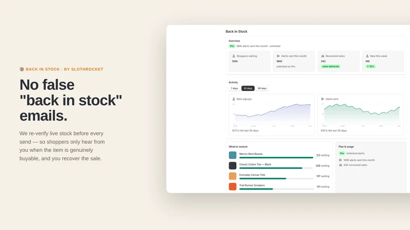 SlothRocket: Back in Stock