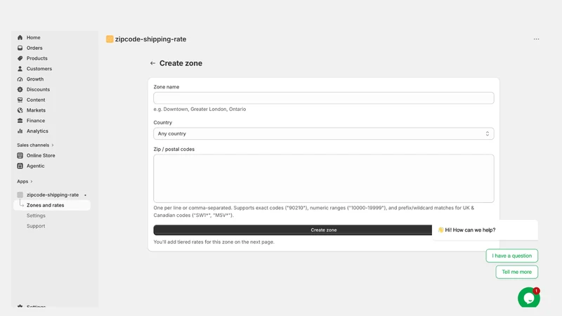 Zipcode Shipping Rate