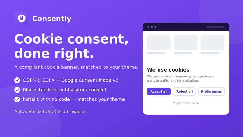 Consently Cookie Consent GDPR