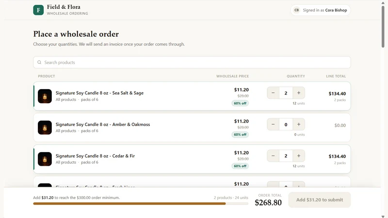 Casewell: B2B Wholesale Orders