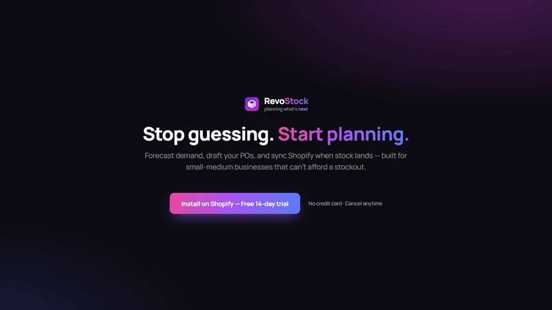RevoStock Inventory Planner