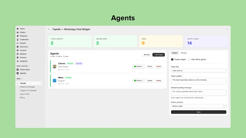 Taptalk ‑ Multi Agent WhatsApp