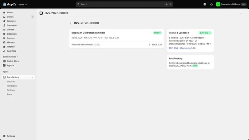 Docufacture: EU E‑Invoicing