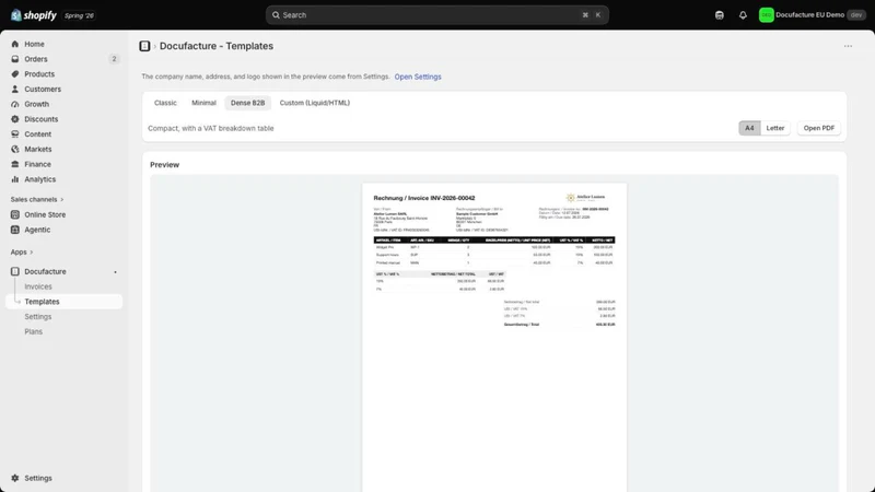 Docufacture: EU E‑Invoicing
