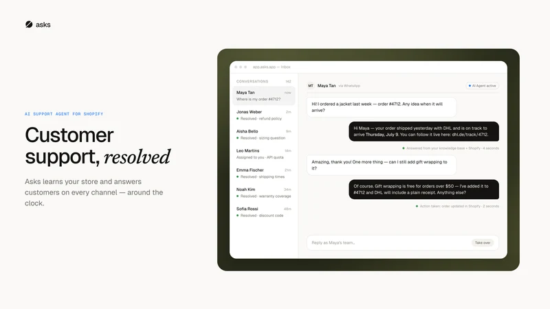 Asks: AI Chatbot & Live Chat