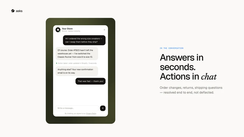 Asks: AI Chatbot & Live Chat